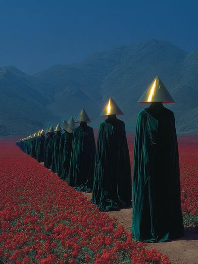 Surreal Flower Field Procession Print.