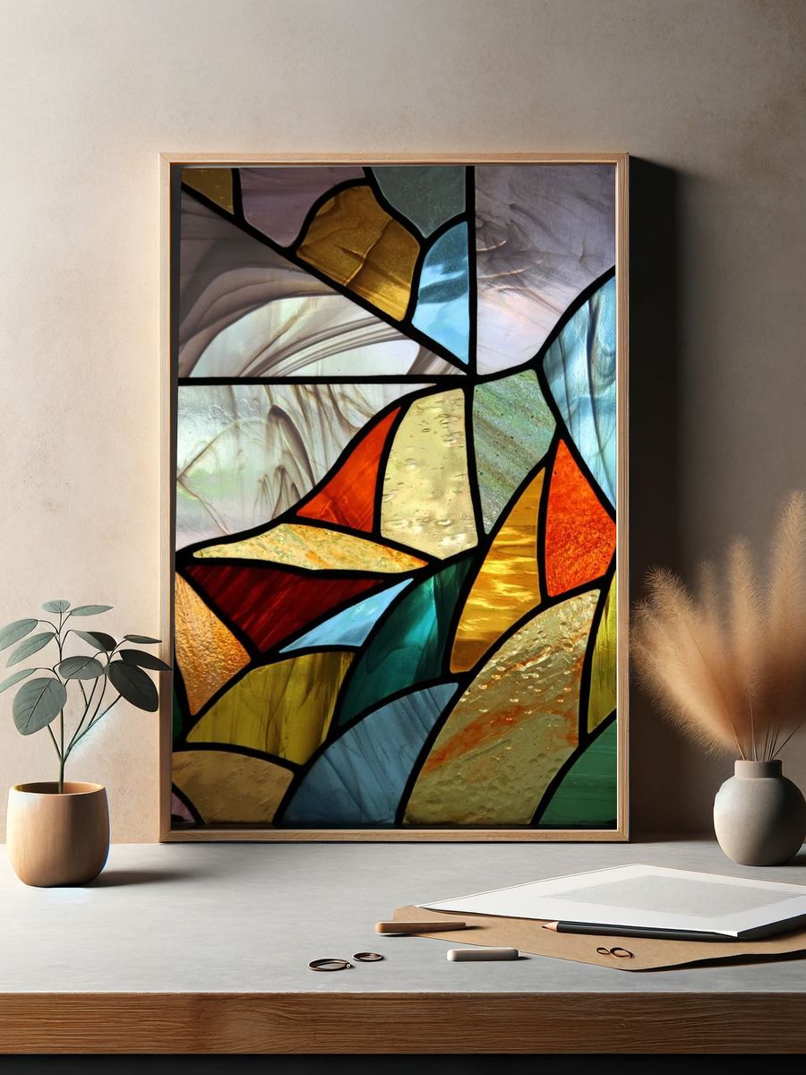Colorful Stained Glass Abstract Poster. — room view 2