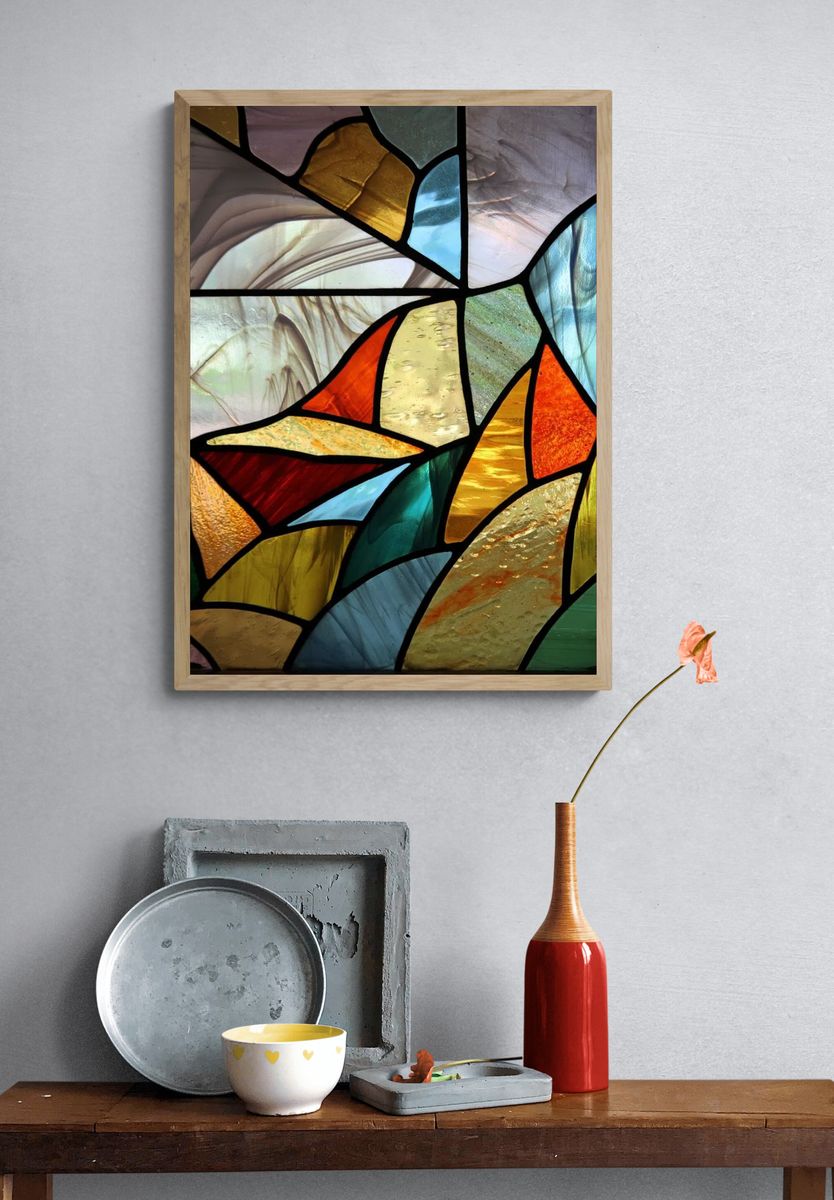 Colorful Stained Glass Abstract Poster. — room view 3