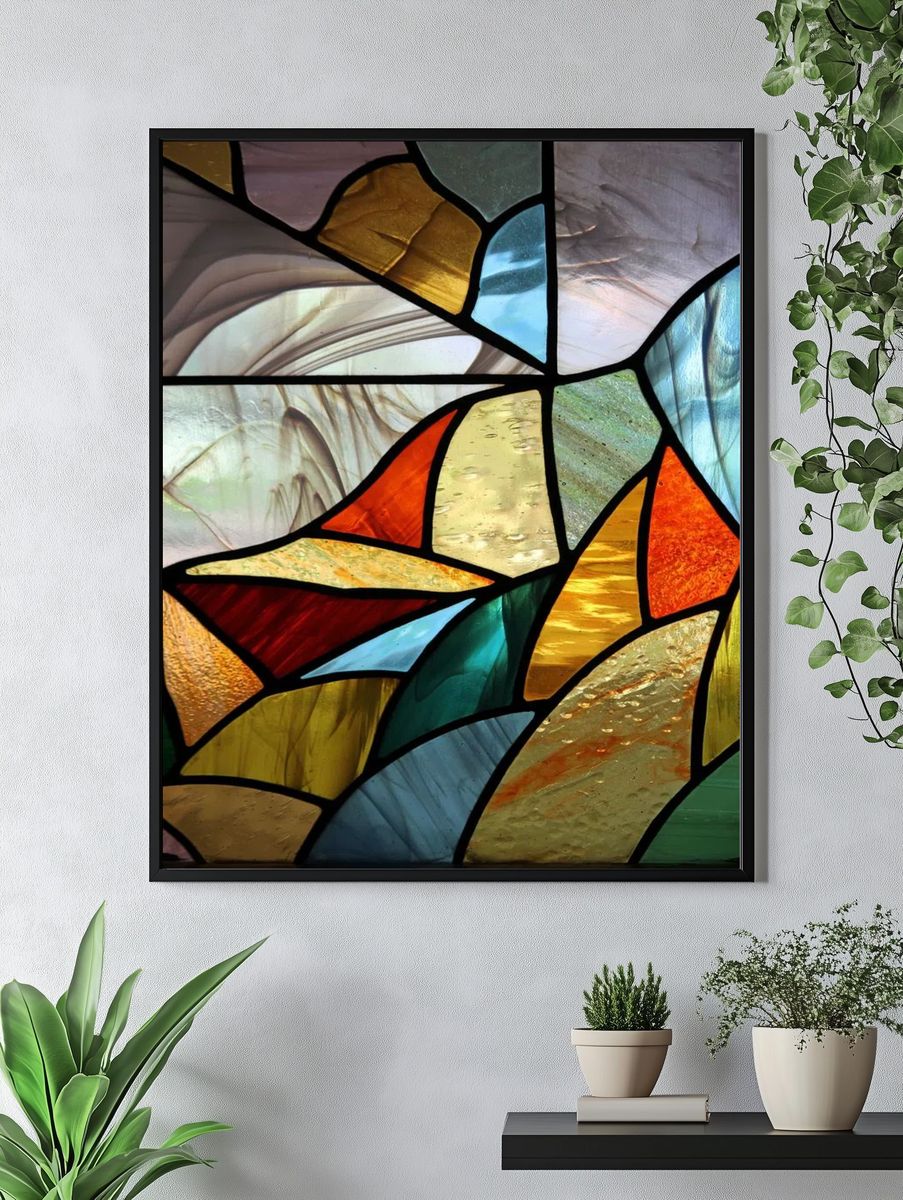 Colorful Stained Glass Abstract Poster. — room view 4