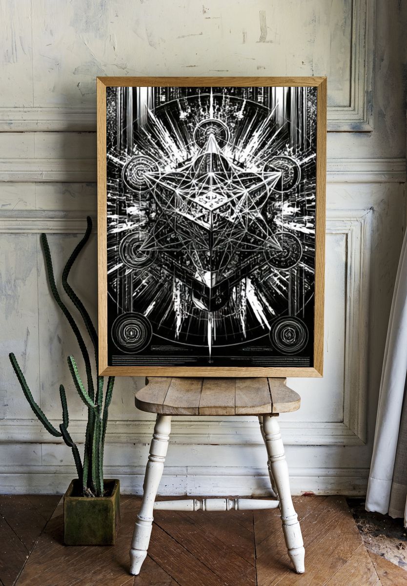 Sacred Geometry Black-White Poster. — room view 1