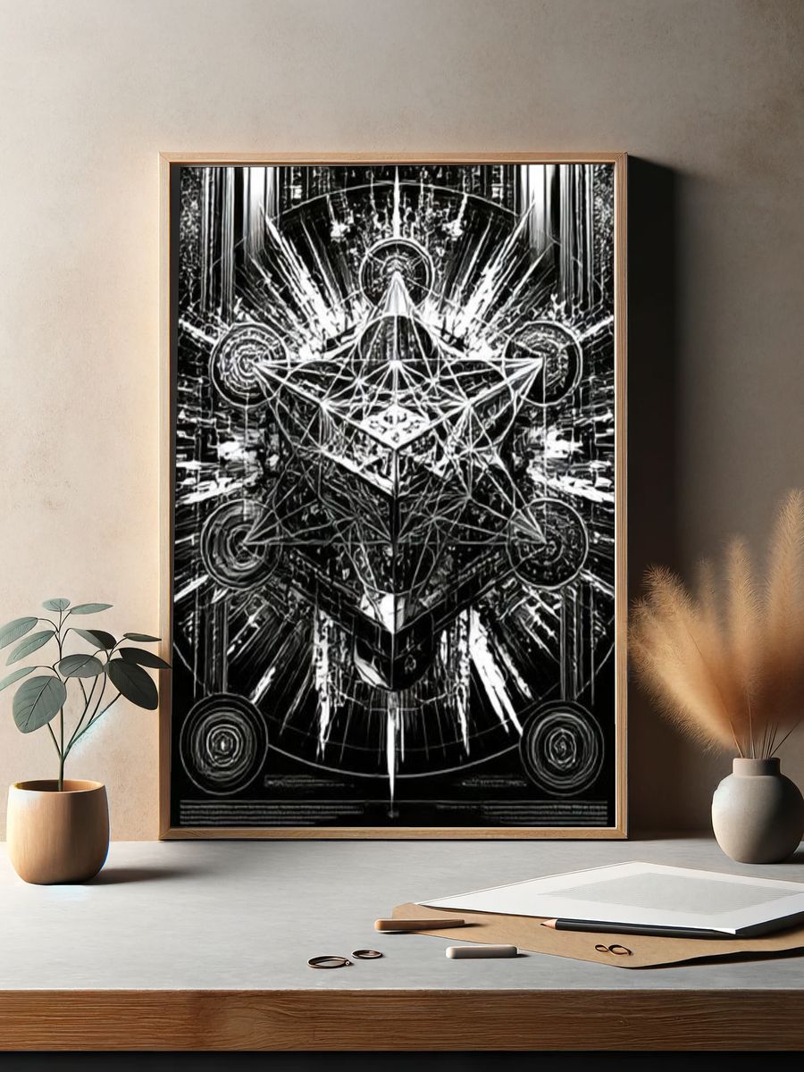 Sacred Geometry Black-White Poster. — room view 2