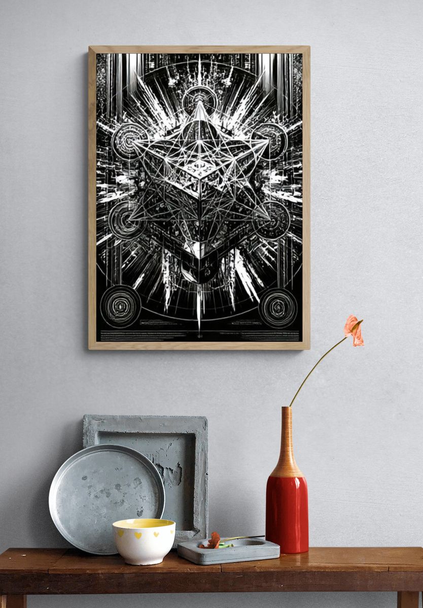 Sacred Geometry Black-White Poster. — room view 3