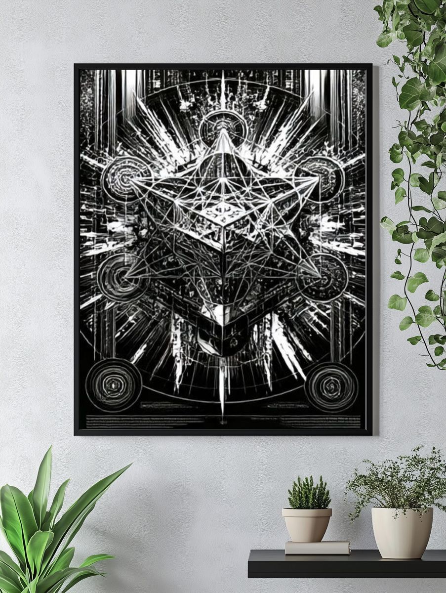 Sacred Geometry Black-White Poster. — room view 4