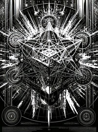 Sacred Geometry Black-White Poster. poster