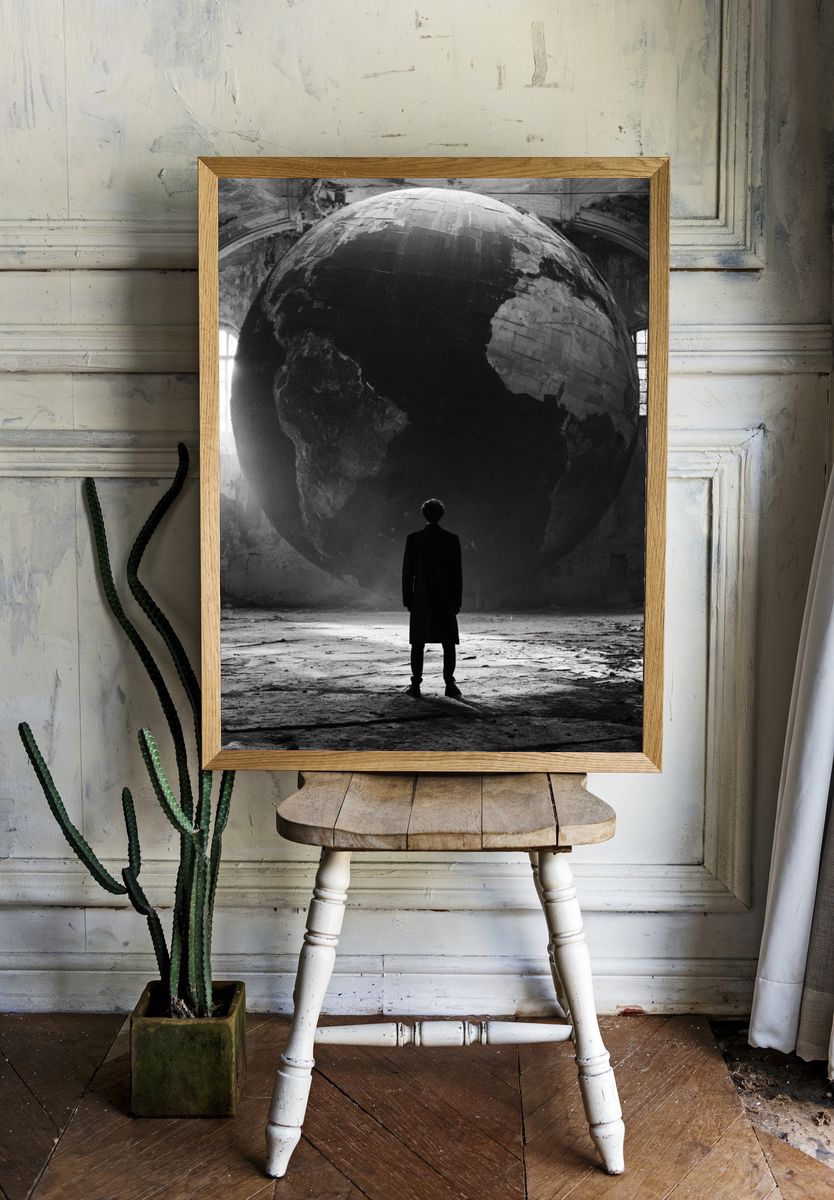 Surreal Giant Earth — Fine-Art Print. room preview