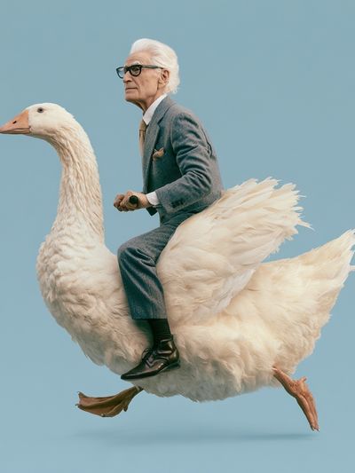 Surreal Goose Rider Print.