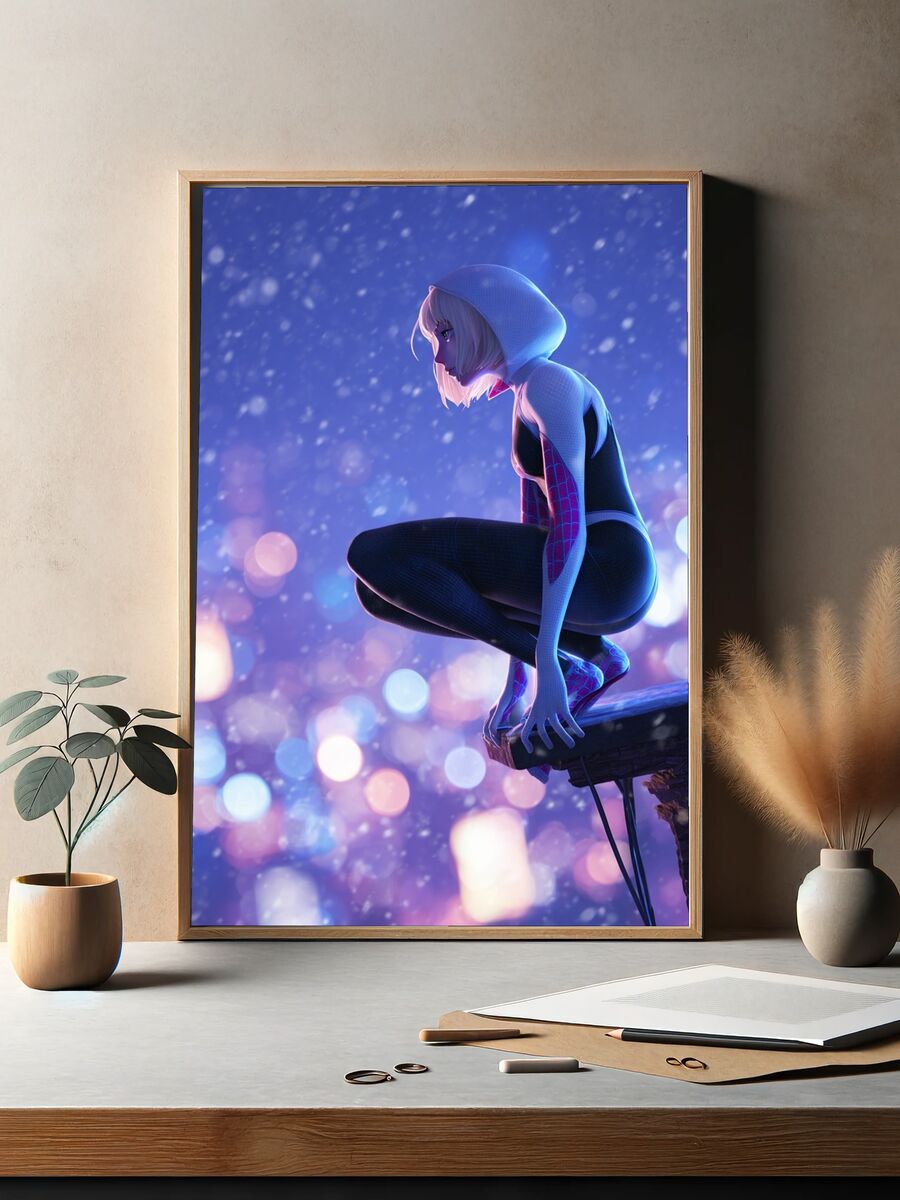 Spider-Gwen — Digital Art Print. — room view 2