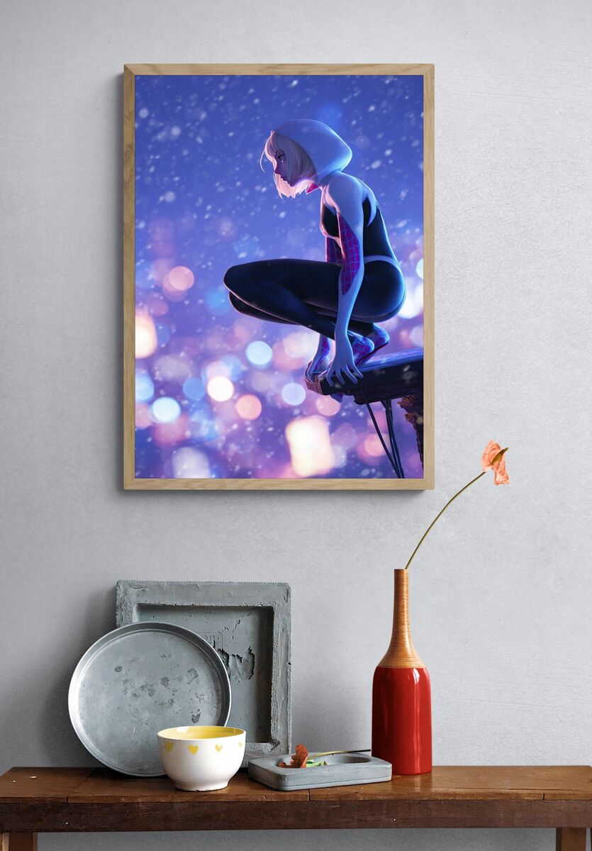 Spider-Gwen — Digital Art Print. — room view 3