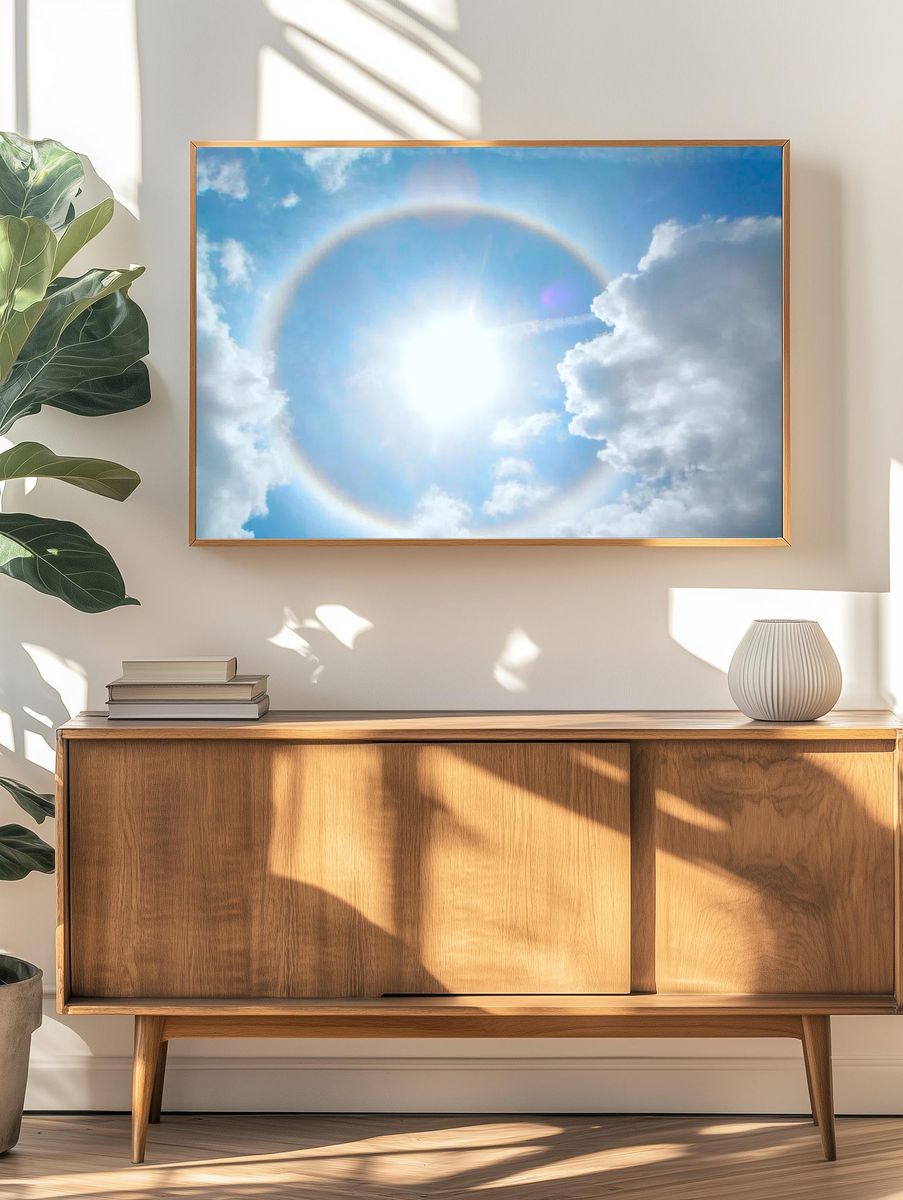 Sun Halo in Blue Sky — Photography Print. — room view 3