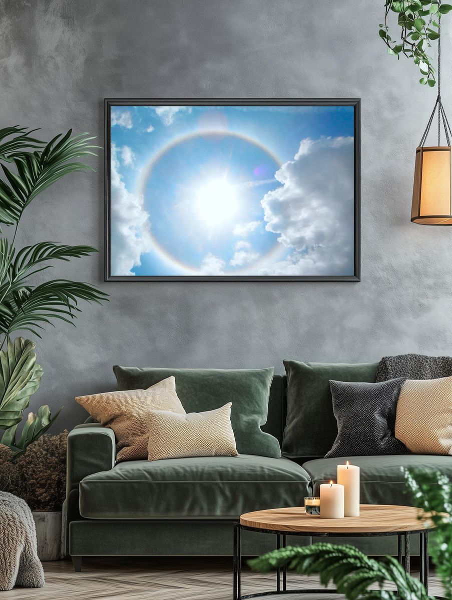 Sun Halo in Blue Sky — Photography Print. — room view 4