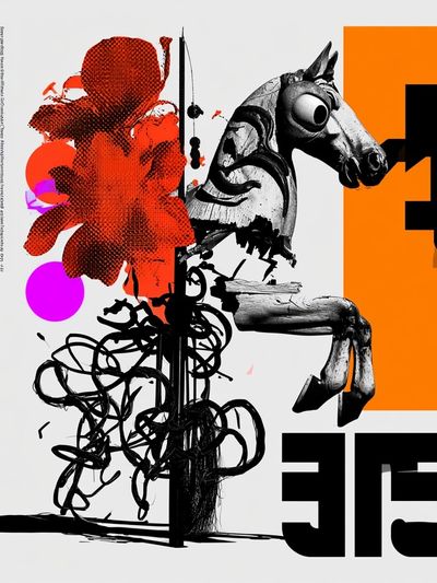 Surreal Horse Collage Print.