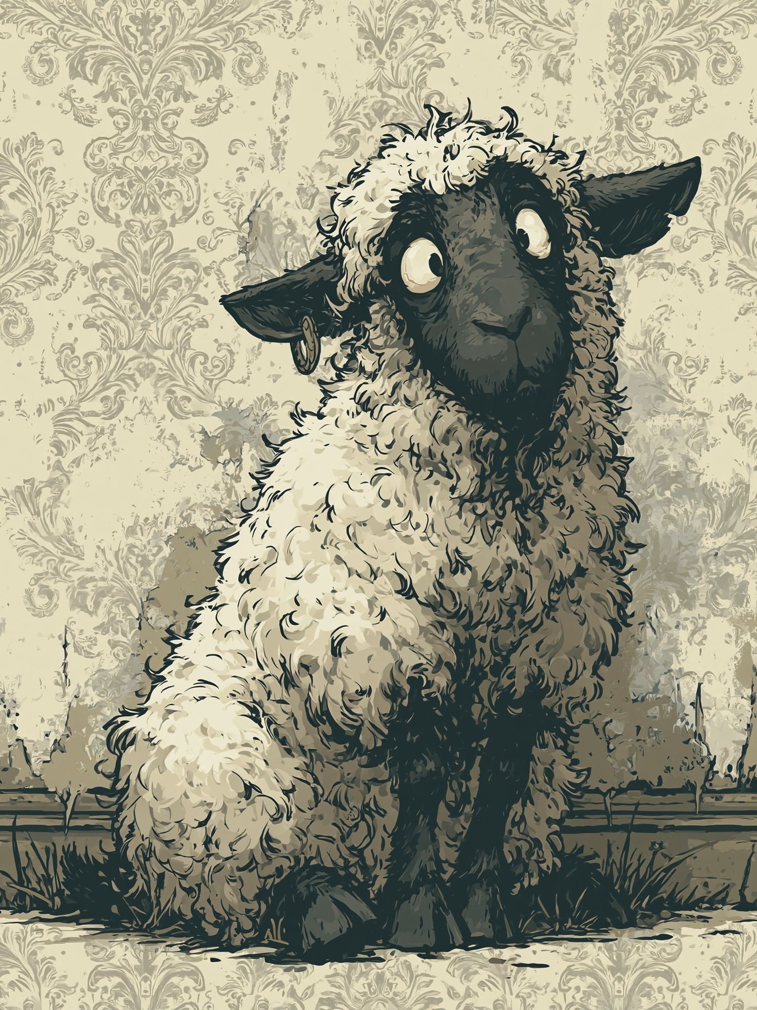 Sheep Portrait Illustration Poster. poster — illustration art