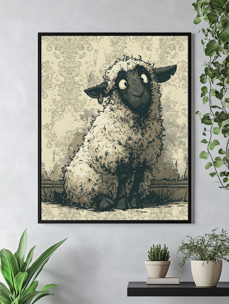 Sheep Portrait Illustration Poster. — room view 4