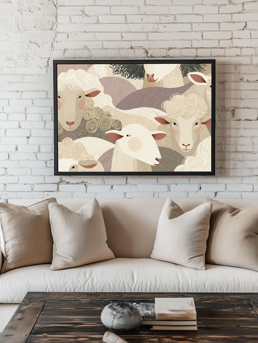 Sheep Herd Illustration Poster. room preview