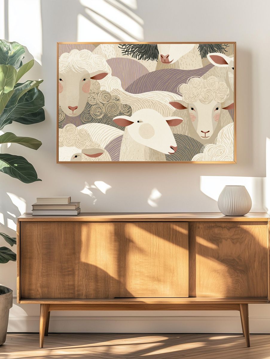 Sheep Herd Illustration Poster. — room view 3