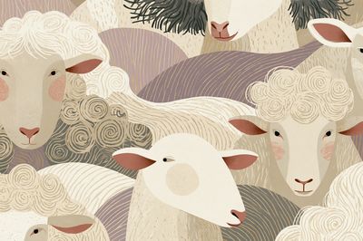 Sheep Herd Illustration Poster. poster