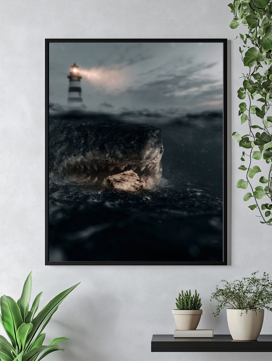 Shark at Lighthouse — Photography Print. — room view 4