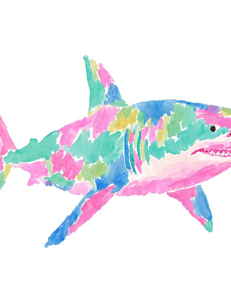 Colorful Shark Illustration Poster. poster detail