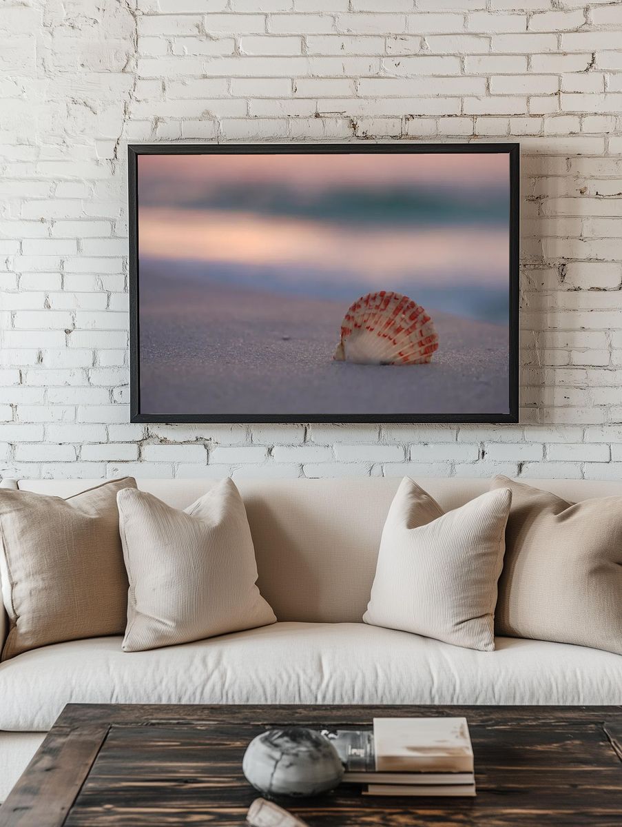 Seashell on the Beach — Photography Print. — room view 1