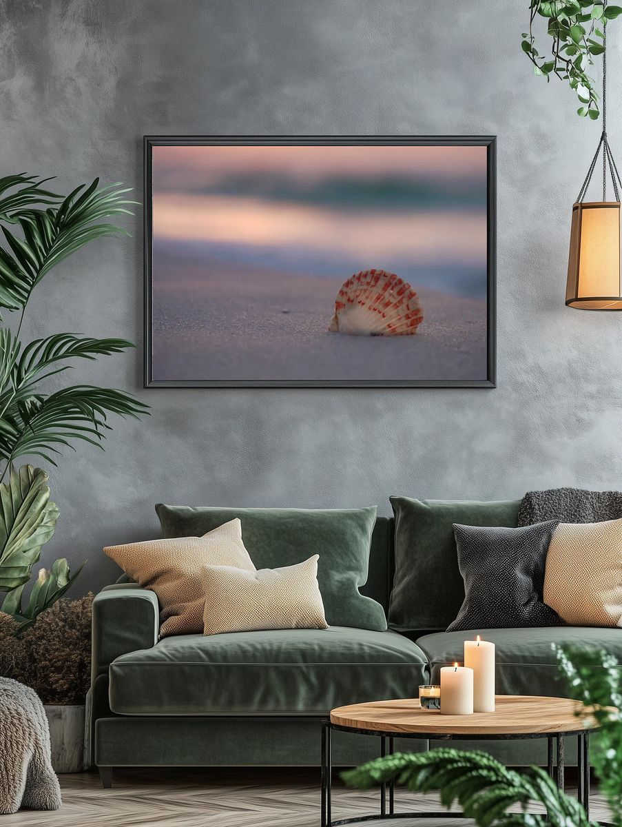 Seashell on the Beach — Photography Print. — room view 4