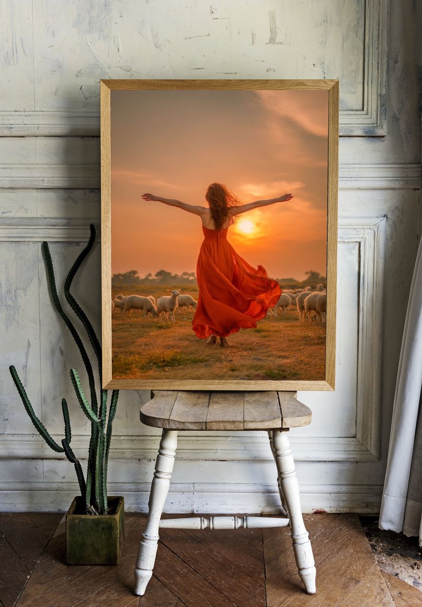 Sunset Shepherd Portrait Print. — room view 1