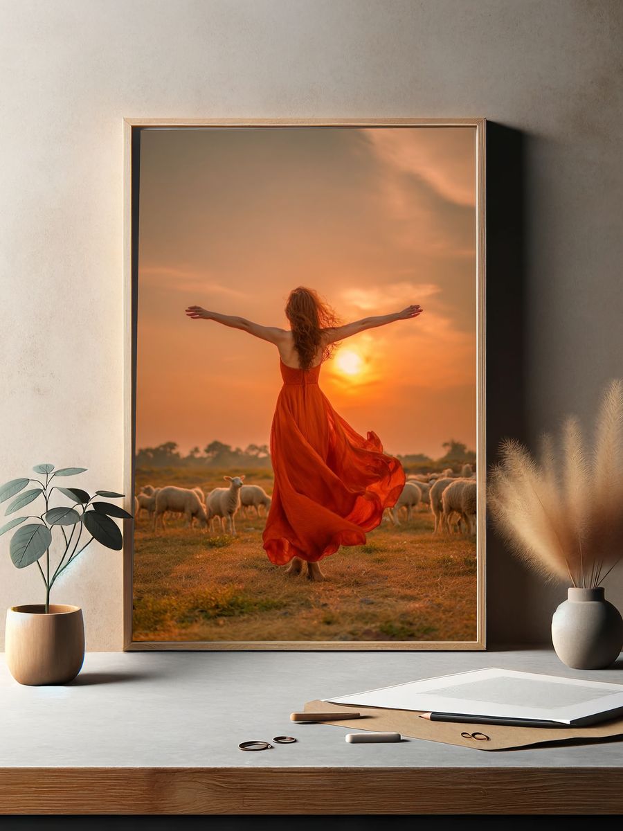 Sunset Shepherd Portrait Print. — room view 2