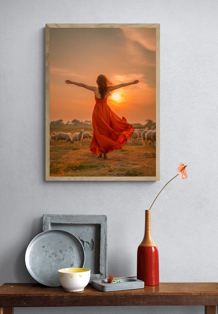 Sunset Shepherd Portrait Print. — room view 3