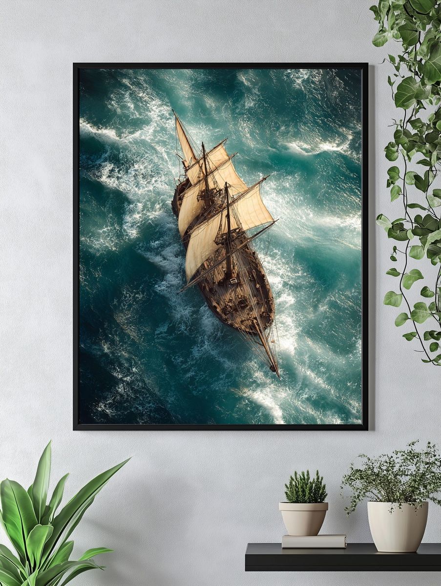 Sailing Ship at Sea Photography Poster. — room view 4
