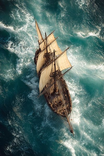 Sailing Ship at Sea Photography Poster. poster print