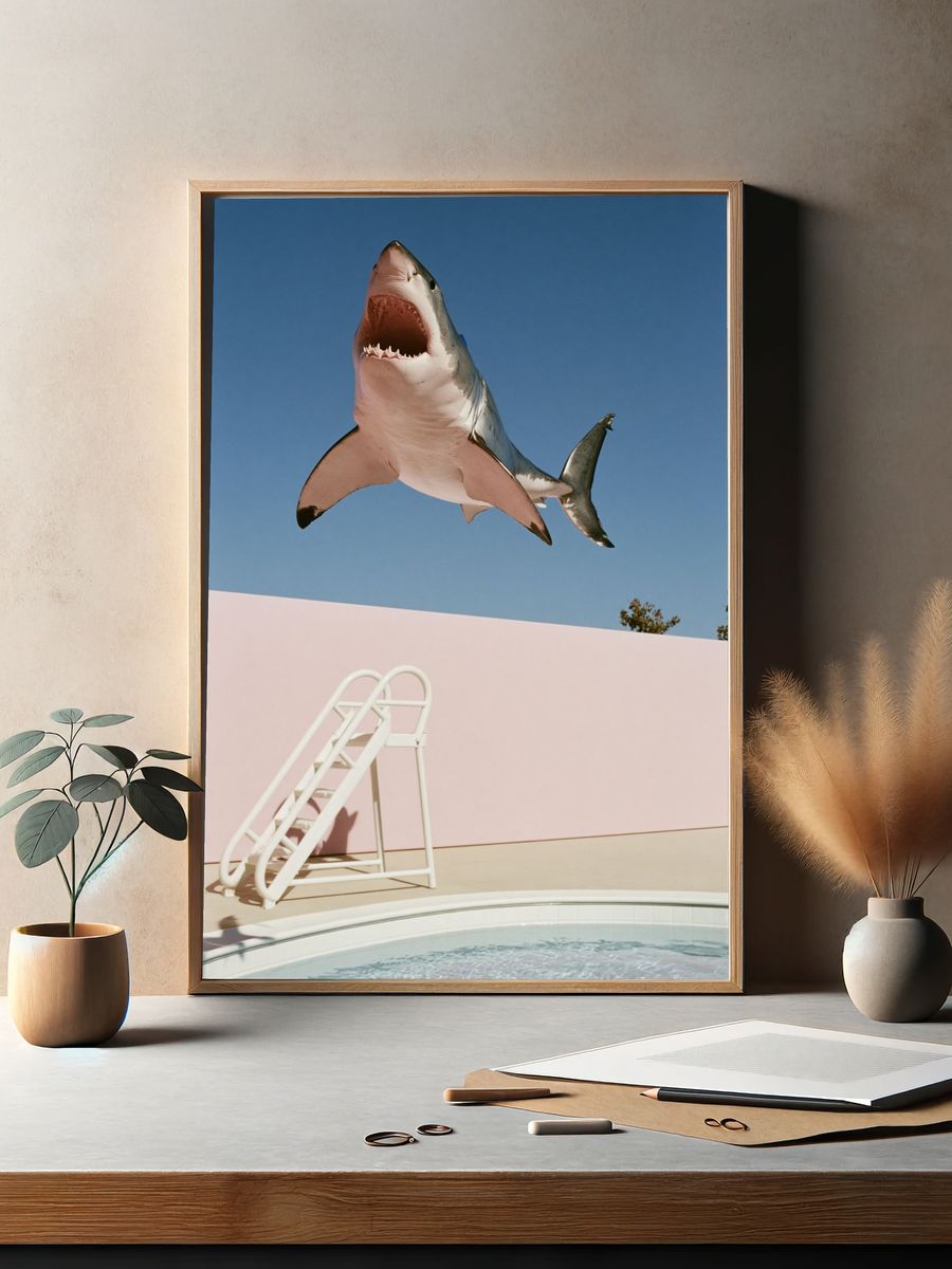 Shark Pool Dive Photography Poster. — room view 2