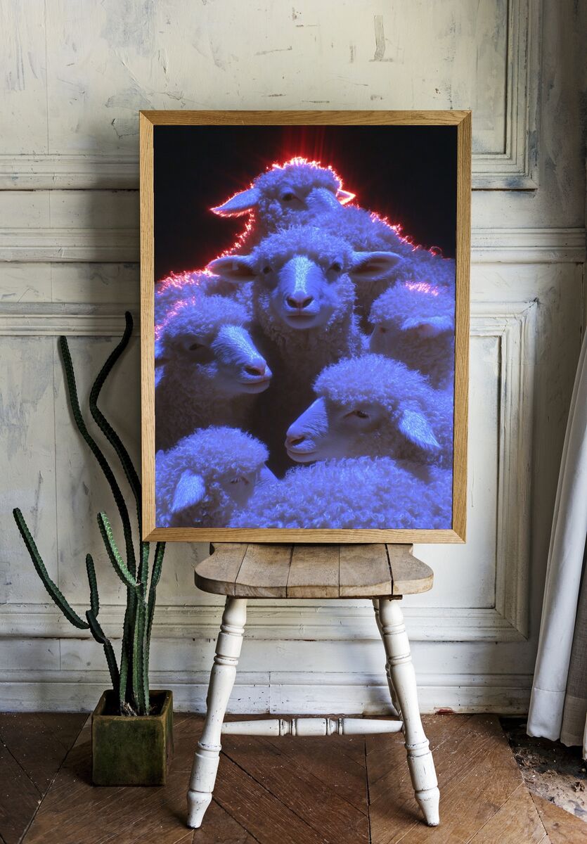 Sheep Portrait — Photography Print. — room view 1