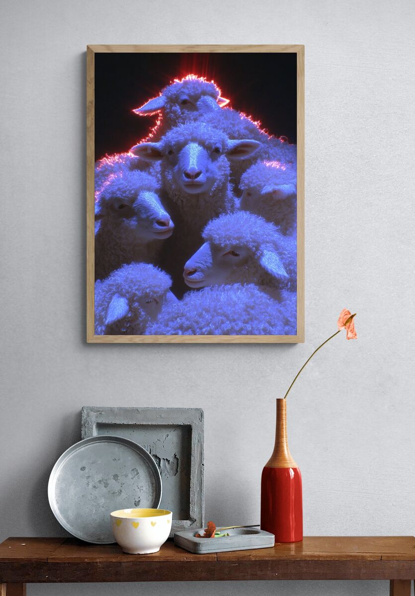 Sheep Portrait — Photography Print. — room view 3