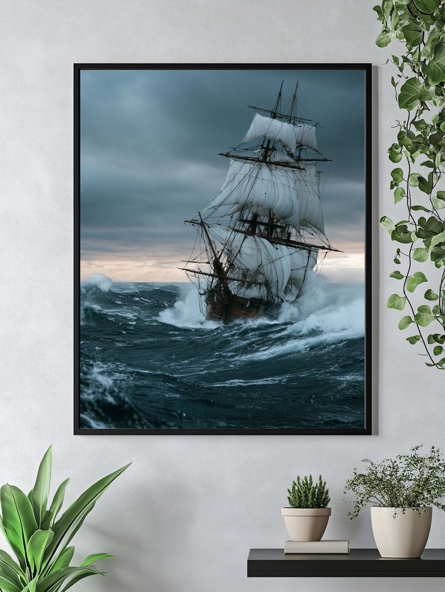Stormy Tall Ship Photography Poster. — room view 4