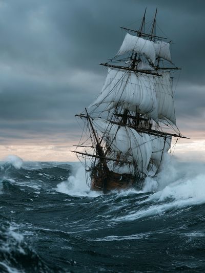Stormy Tall Ship Photography Poster. poster