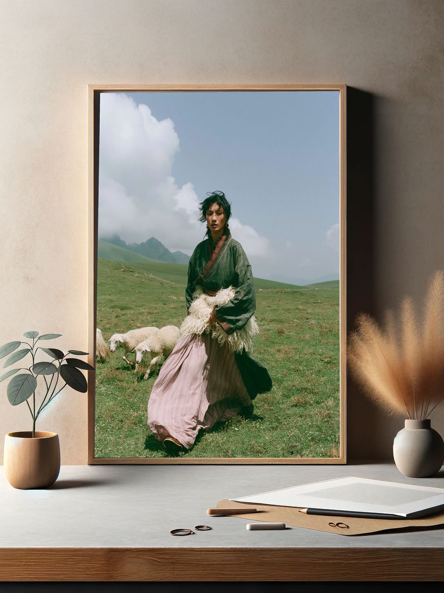 Shepherd in the Highlands Photography Poster. — room view 2