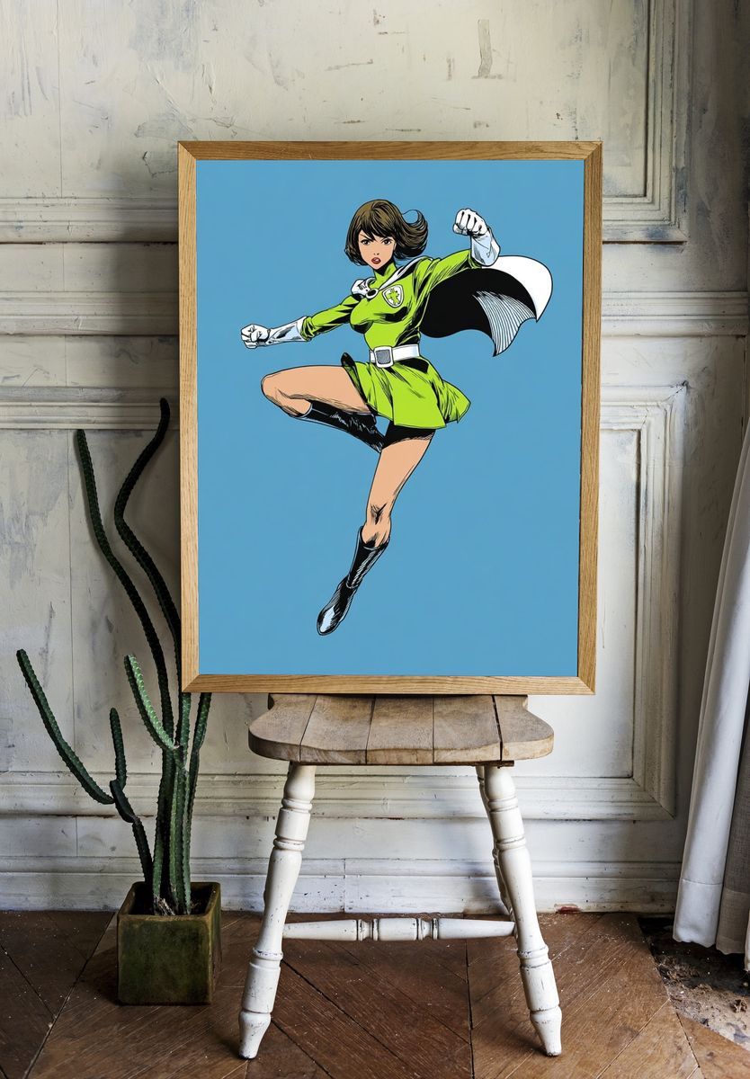 Superhero in Action — Comic Art Print. — room view 1