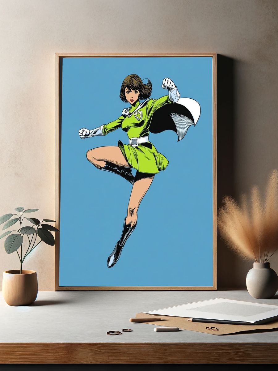 Superhero in Action — Comic Art Print. — room view 2