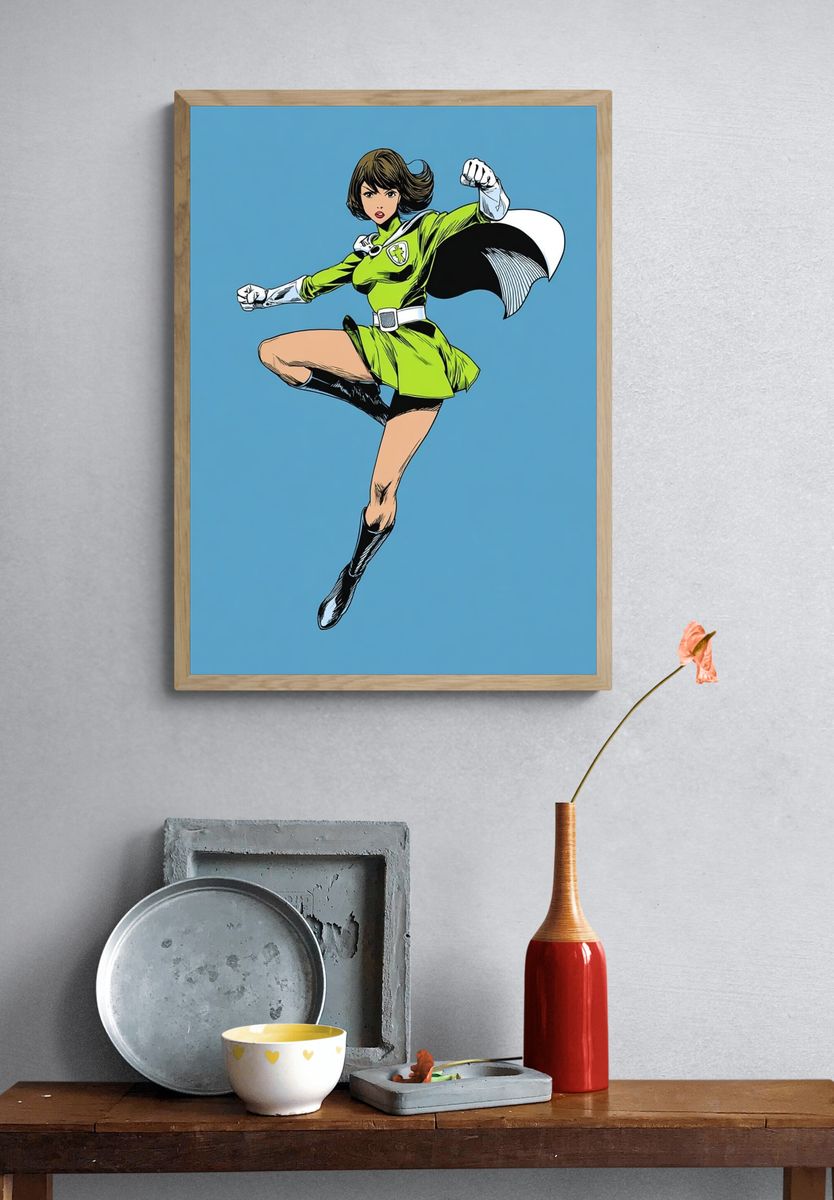 Superhero in Action — Comic Art Print. — room view 3