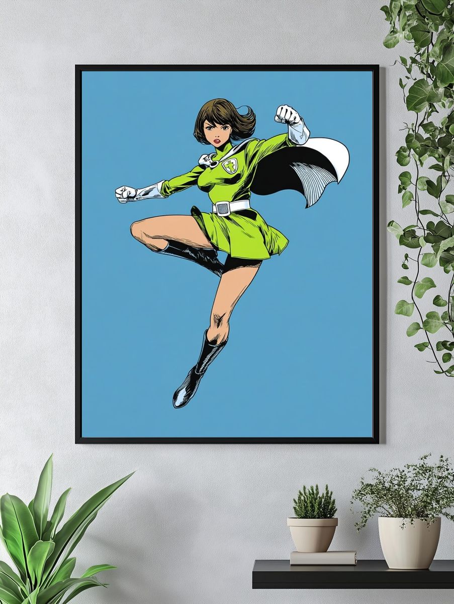 Superhero in Action — Comic Art Print. — room view 4
