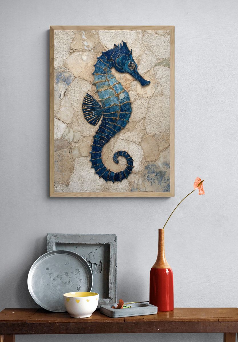 Seahorse Mosaic Poster. — room view 3