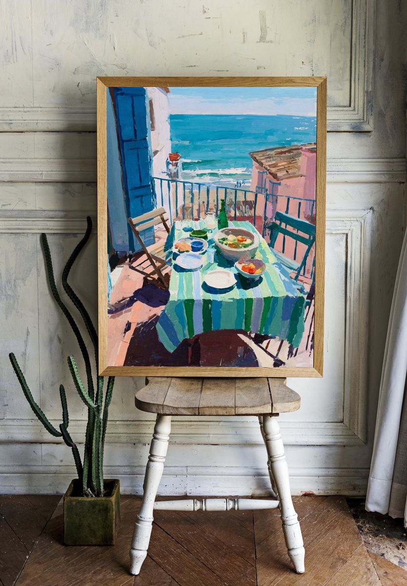 Seaside Dining — Impressionist Print. — room view 1