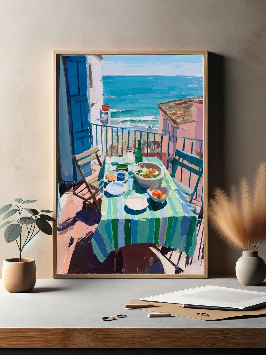 Seaside Dining — Impressionist Print. — room view 2
