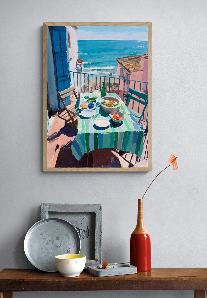 Seaside Dining — Impressionist Print. — room view 3