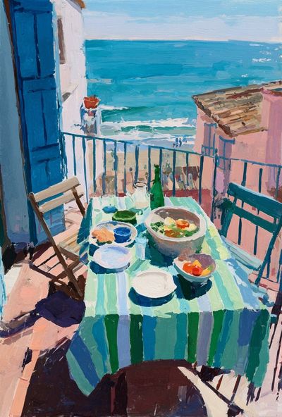Seaside Dining — Impressionist Print. poster print