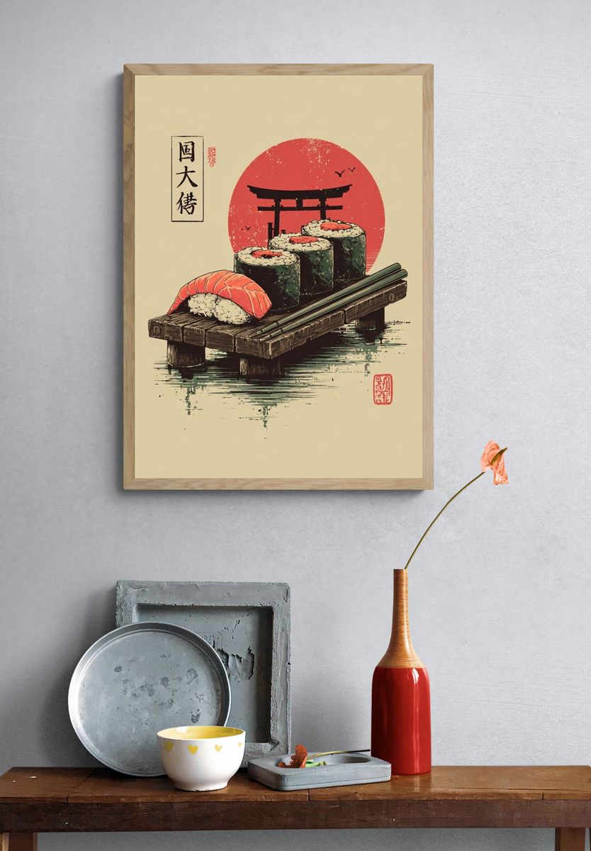 Sushi Platter — Japanese Art Print. — room view 3