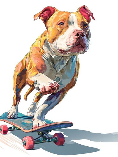Skateboarding Dog — Illustration Print. poster print