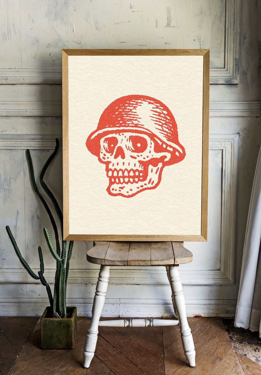Skull in Helmet — Vintage Print room preview