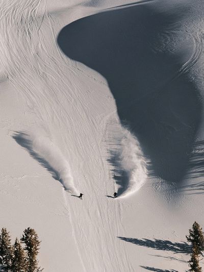Powder Skiing Aerial Photography Poster. poster