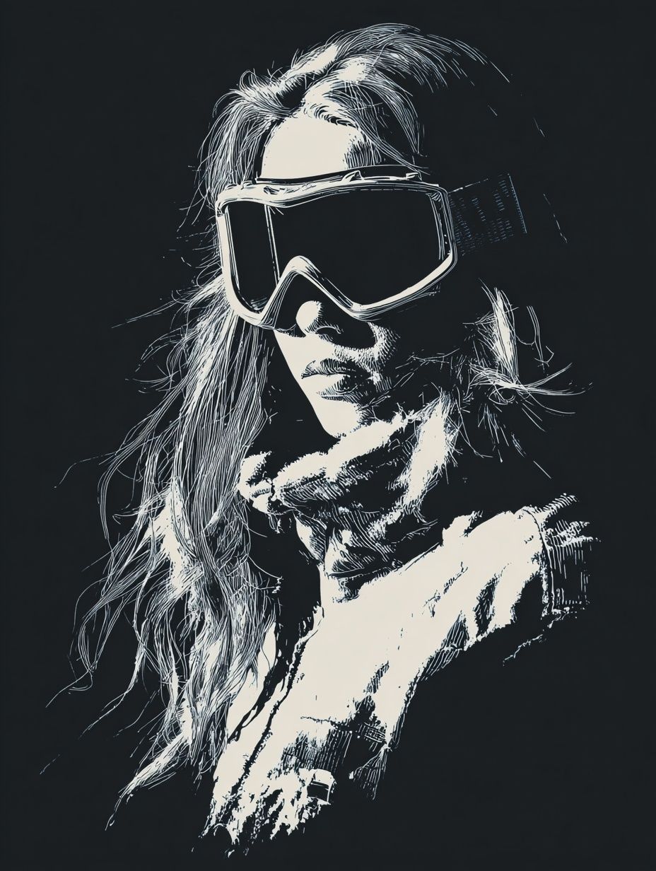 Skiing Woman — Illustration Print. poster detail